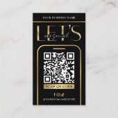 Social Media QR Code Black & Gold Logo QR Code Visitekaartje (Voorkant)