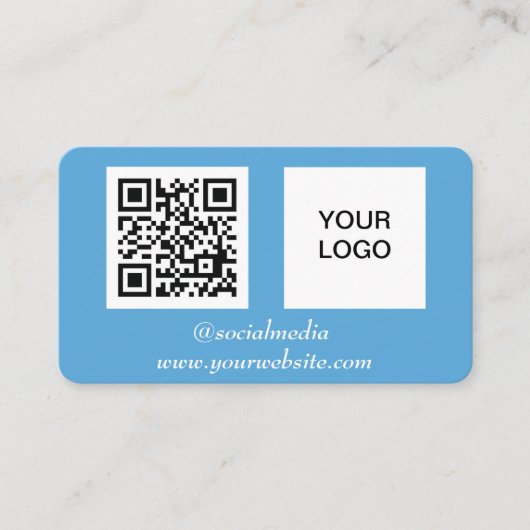 Social media QR Code Blauw Professioneel Modern Visitekaartje (Voorkant)