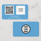 Social media QR Code Blauw Professioneel Modern Visitekaartje (Voorkant / Achterkant)