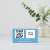 Social media QR Code Blauw Professioneel Modern Visitekaartje (Staand voorkant)
