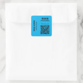 Social Media QR Code Blauw Vierkante Sticker (Tas)