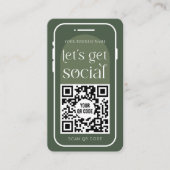 Social Media QR Code Boho Sage Green Modern Logo Visitekaartje (Voorkant)
