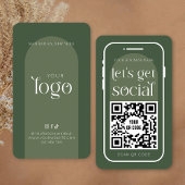 Social Media QR Code Boho Sage Green Modern Logo Visitekaartje