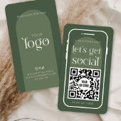 Social Media QR Code Boho Sage Green Modern Logo Visitekaartje