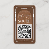 Social Media QR Code Boho Terracotta Modern Logo Visitekaartje (Voorkant)