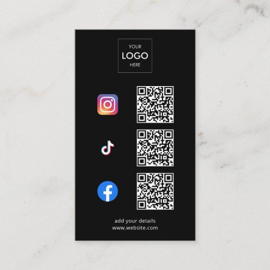 Social Media QR Code Branding Logo Visitekaartje (Voorkant)