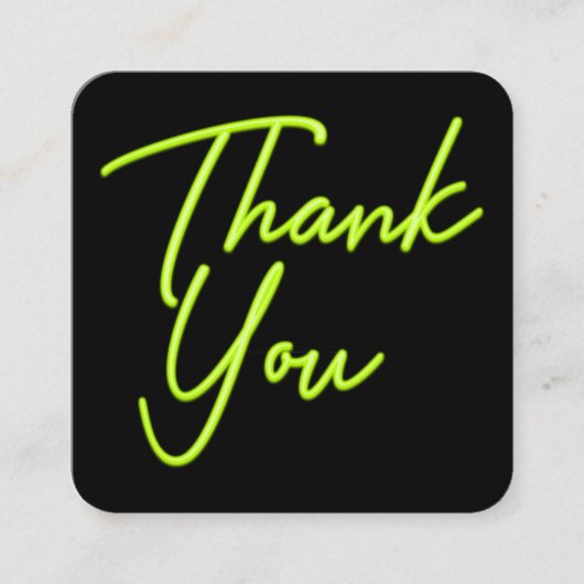 Social Media QR Code Business Neon Green Bedankt Vierkante Visitekaartje (Voorkant)