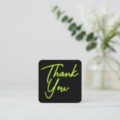 Social Media QR Code Business Neon Green Bedankt Vierkante Visitekaartje (Staand voorkant)