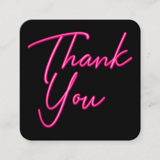 Social Media QR Code Business Neon Roze Dank u Vierkante Visitekaartje (Voorkant)