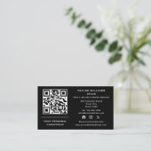 Social Media QR Code Chauffeur Service Taxichauffe Visitekaartje (Staand voorkant)