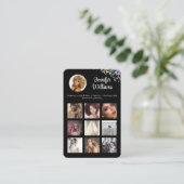 Social Media QR Code Foto Glitter Zwart Modern Visitekaartje (Staand voorkant)