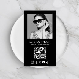 Social Media QR Code Foto toevoegen Zwart verticaa Visitekaartje