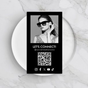 Social Media QR Code Foto toevoegen Zwart verticaa Visitekaartje