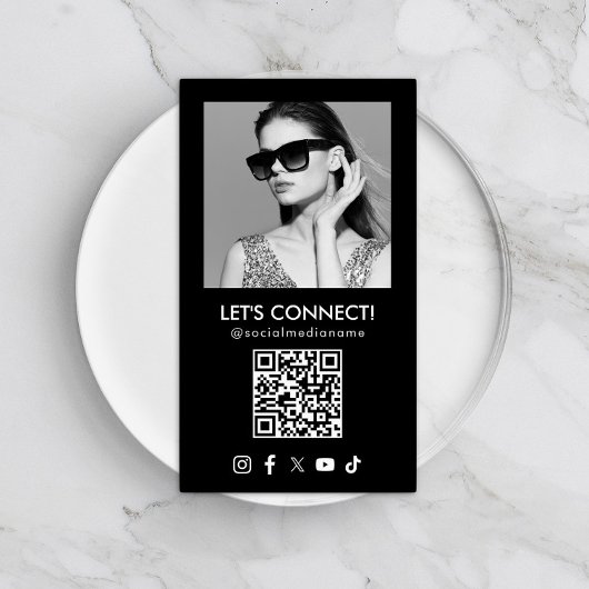 Social Media QR Code Foto toevoegen Zwart verticaa Visitekaartje