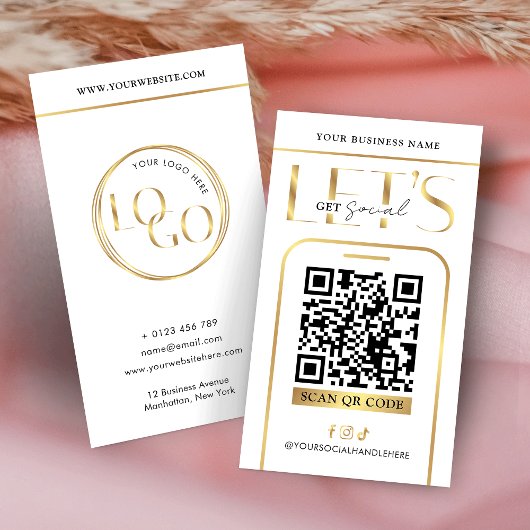 Social Media QR Code Glam Gold Logo QR Code Visitekaartje