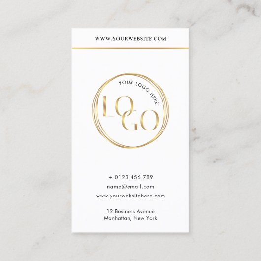 Social Media QR Code Glam Gold Logo QR Code Visitekaartje (Achterkant)