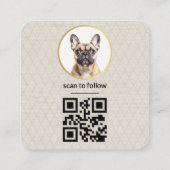  Social Media QR Code Gold Dog Pet Linen Photo  Vierkante Visitekaartje (Achterkant)