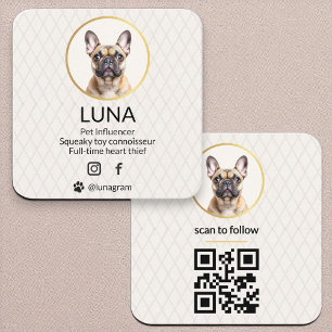Social Media QR Code Goud Hond Huisdier Elegante F Vierkante Visitekaartje