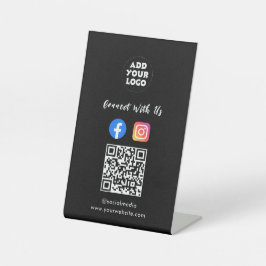 Social Media QR Code | Instagram Facebook Tafelmod Reclamebord Met Voetstuk