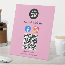 Social Media QR-code | Instagram Facebook Tafelmod Reclamebord Met Voetstuk