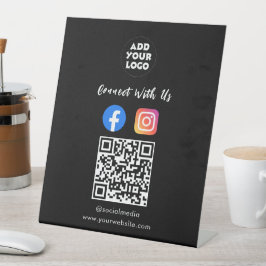 Social Media QR-code | Instagram Facebook Tafelmod Reclamebord Met Voetstuk