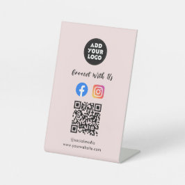 Social Media QR Code | Instagram Facebook Tafelmod Reclamebord Met Voetstuk