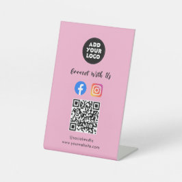 Social Media QR-code | Instagram Facebook Tafelmod Reclamebord Met Voetstuk