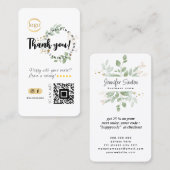 Social Media QR Code & Logo Bedankt Eucalyptus Visitekaartje (Voorkant / Achterkant)