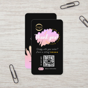 Social Media QR Code & Logo Bedankt Modern Zwart Visitekaartje