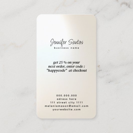 Social Media QR Code & Logo Bedankt Pearlescent Visitekaartje (Achterkant)