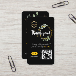 Social Media QR Code Logo Bedankt Zwart Visitekaartje