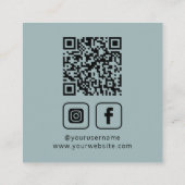 Social Media QR Code Logo Blauw-Groen Vierkante Visitekaartje (Achterkant)