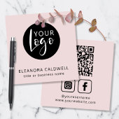 Social Media QR Code Logo Blush Roze Vierkante Visitekaartje