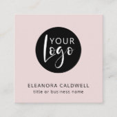 Social Media QR Code Logo Blush Roze Vierkante Visitekaartje (Voorkant)