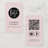 Social Media QR Code Logo Blush Roze Visitekaartje (Voorkant / Achterkant)