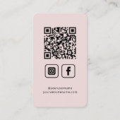 Social Media QR Code Logo Blush Roze Visitekaartje (Achterkant)