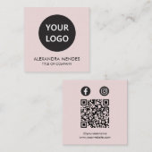 Social Media QR Code Logo Blush Roze Visitekaartje (Voorkant / Achterkant)