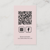 Social Media QR Code Logo Blush Roze Visitekaartje (Achterkant)