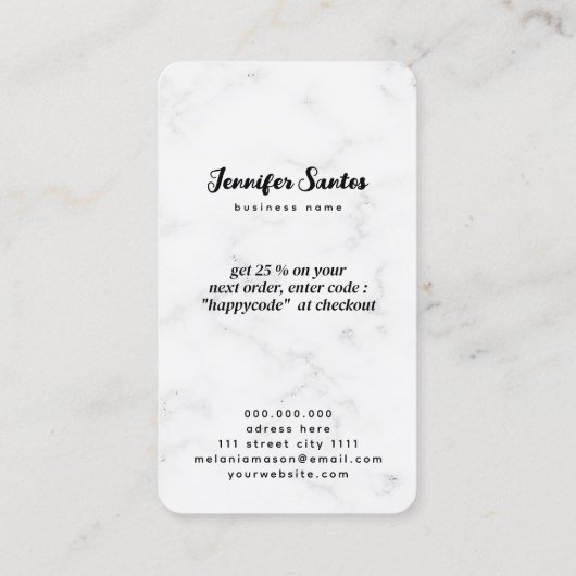 Social Media QR Code Logo Dank u Modern Marmer Visitekaartje (Achterkant)