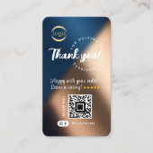 Social Media QR Code Logo Dank u Navy Blue Gold Visitekaartje (Voorkant)