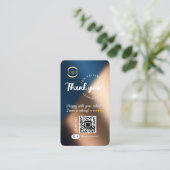 Social Media QR Code Logo Dank u Navy Blue Gold Visitekaartje (Staand voorkant)