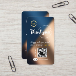 Social Media QR Code Logo Dank u Navy Blue Gold Visitekaartje