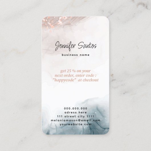 Social Media QR Code & Logo Dank u Waterverf Visitekaartje (Achterkant)