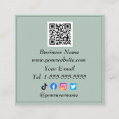 Social media QR Code Logo Influencer Sage Groen Vierkante Visitekaartje (Voorkant)