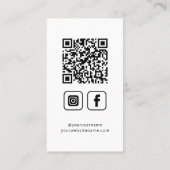 Social Media QR Code Logo Minimalistisch Wit Visitekaartje (Achterkant)