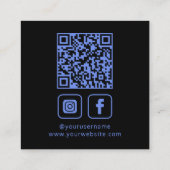 Social Media QR Code Logo Opal Iriscent Vierkante Visitekaartje (Achterkant)
