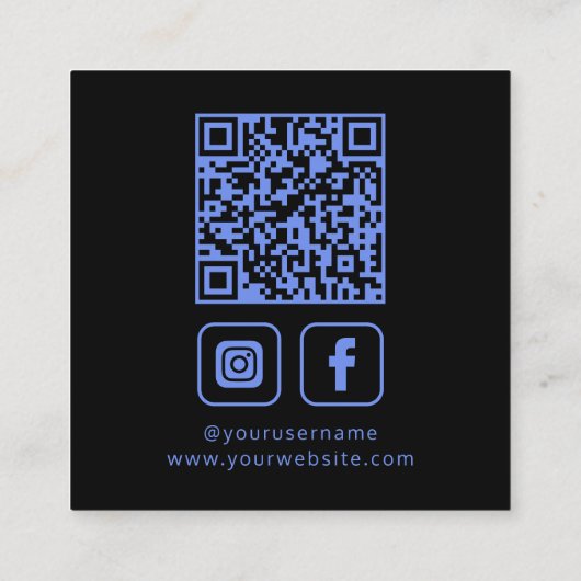 Social Media QR Code Logo Opal Iriscent Vierkante Visitekaartje (Achterkant)