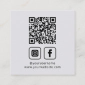 Social Media QR Code Logo Platinum Vierkante Visitekaartje (Achterkant)