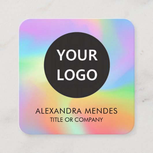 Social Media QR Code Logo Rainbow Hologram Vierkante Visitekaartje (Voorkant)