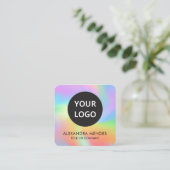 Social Media QR Code Logo Rainbow Hologram Vierkante Visitekaartje (Staand voorkant)